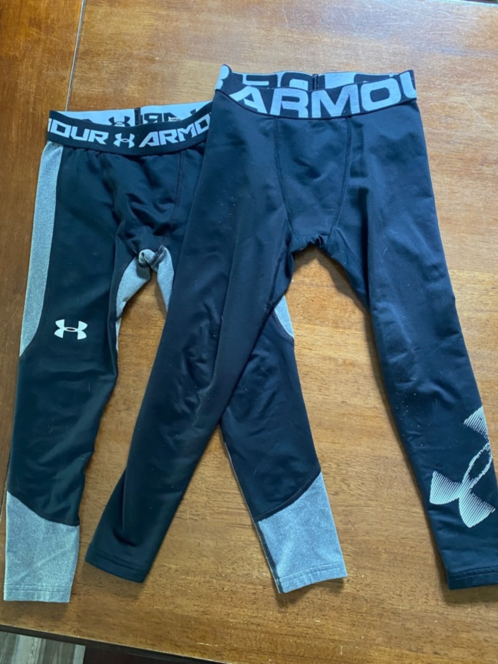 Under Armour Black Base Layer Pants with Gray Logo and Panels - 2 Pair